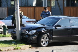 Car hit pole