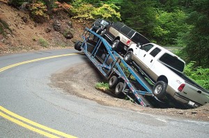 truck in ditch