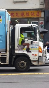 Truck driver looks like he's pooping