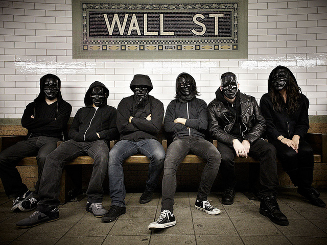 gang wearing masks